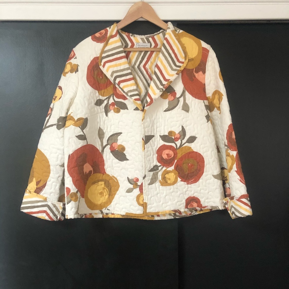 One of a kind, handmade quilted floral topper